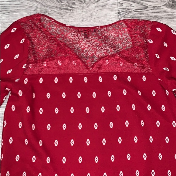 Cranberry red dress with lace detail and tassles - Picture 3 of 4